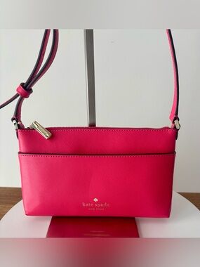 KATE SPADE Hot Pink Saffiano Leather Crossbody Bag